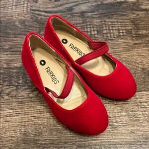 NEW! FabKids Vibrant Red Strap Wedge Shoes